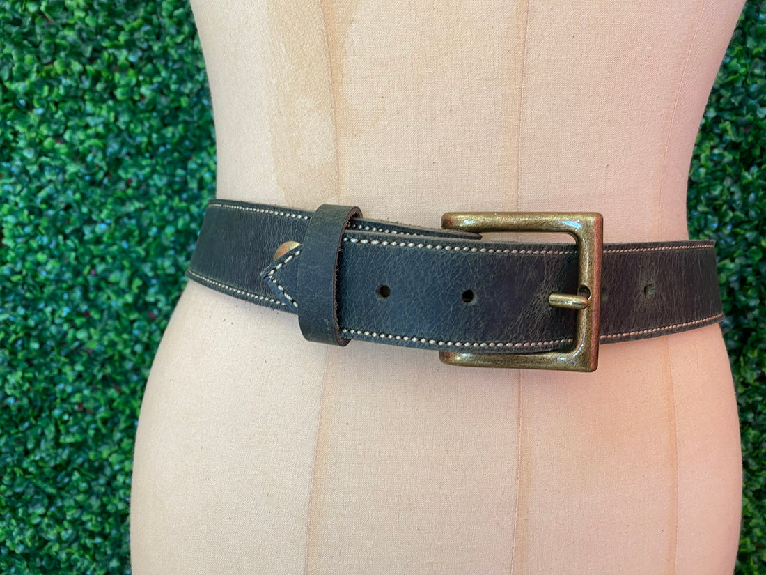 Men's Green Water Buffalo Leather Belt