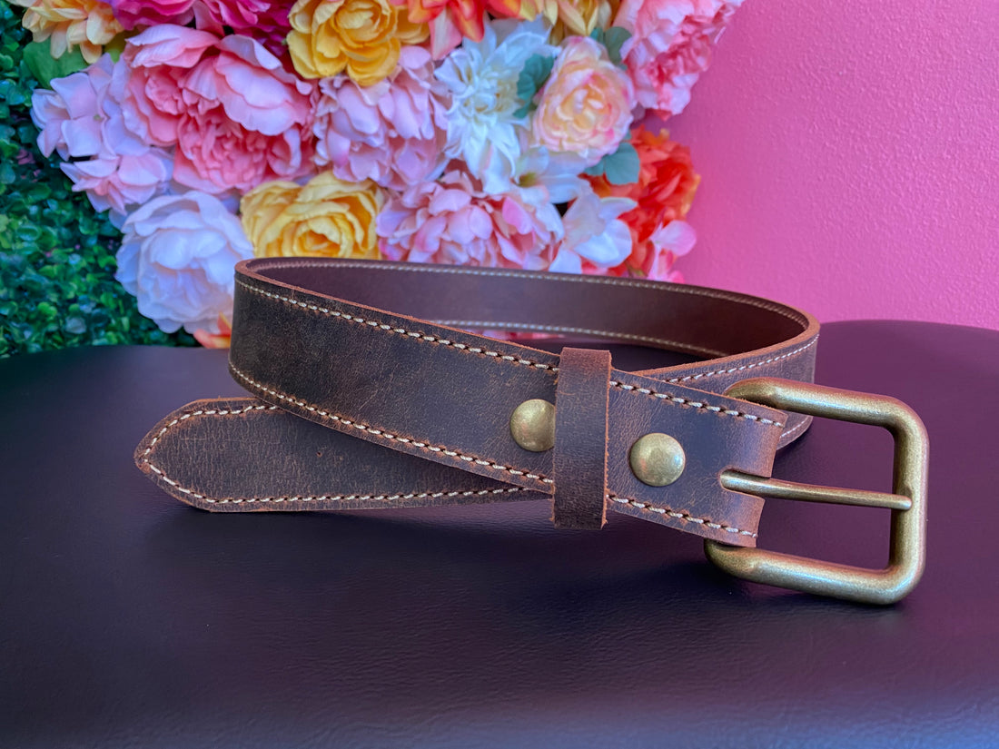 Men's Brown Water Buffalo Leather Belt